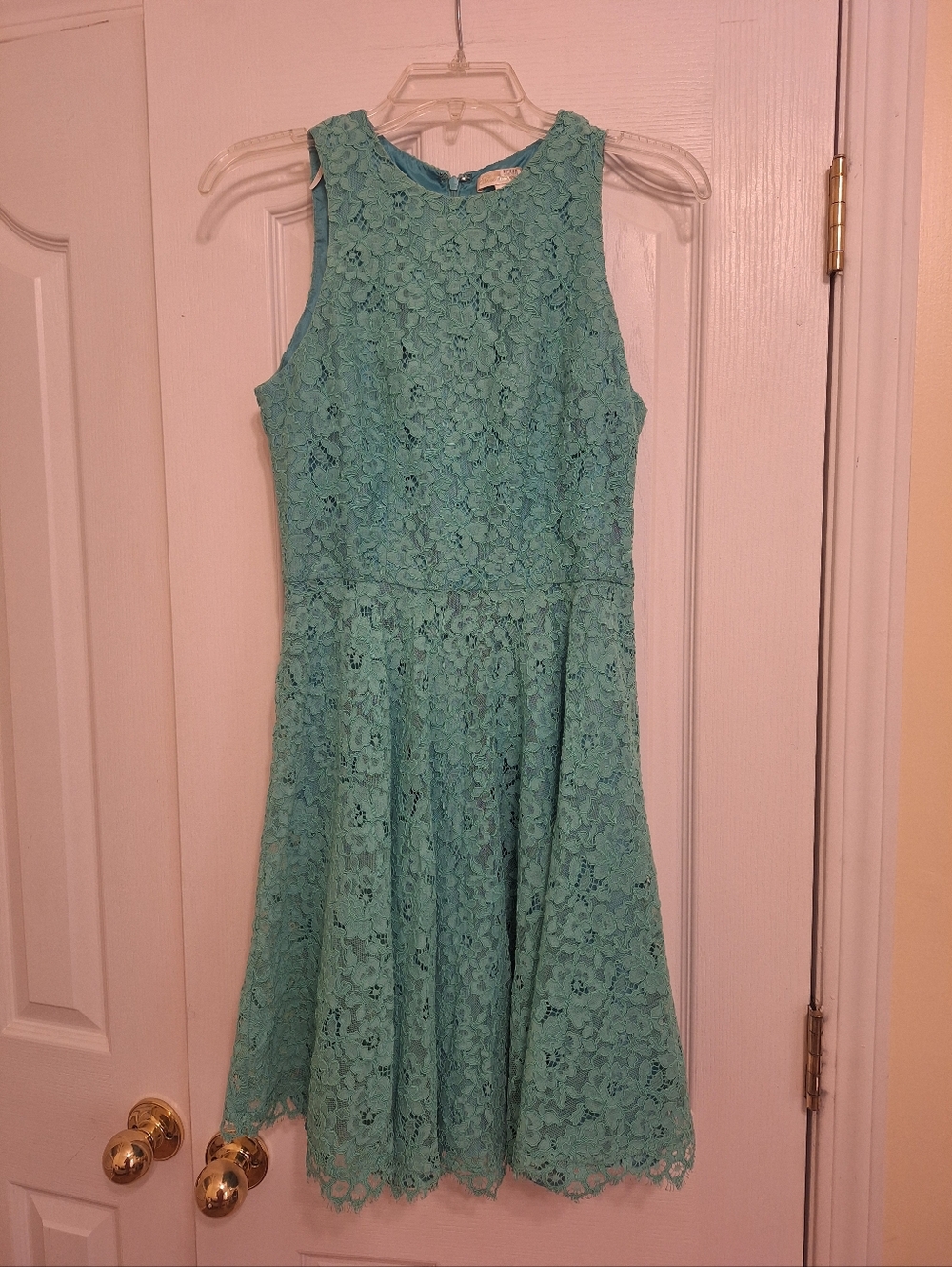 Shoshanna Sleeveless Aqua Lace Fit & Flare Dress